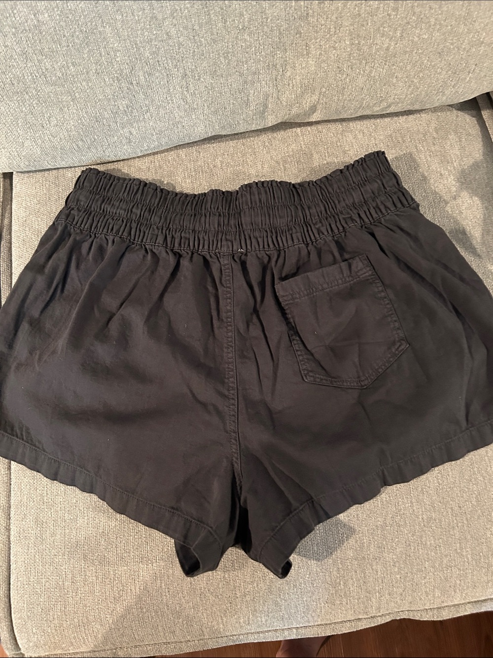 aerie Black High-Waist Smocked Shorts - Picture 2 of 3